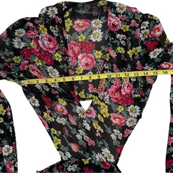 Reformation Joy Black Floral Long Sleeve Maxi Dress Size 2 (S) Vintage First Ed - Picture 6 of 8